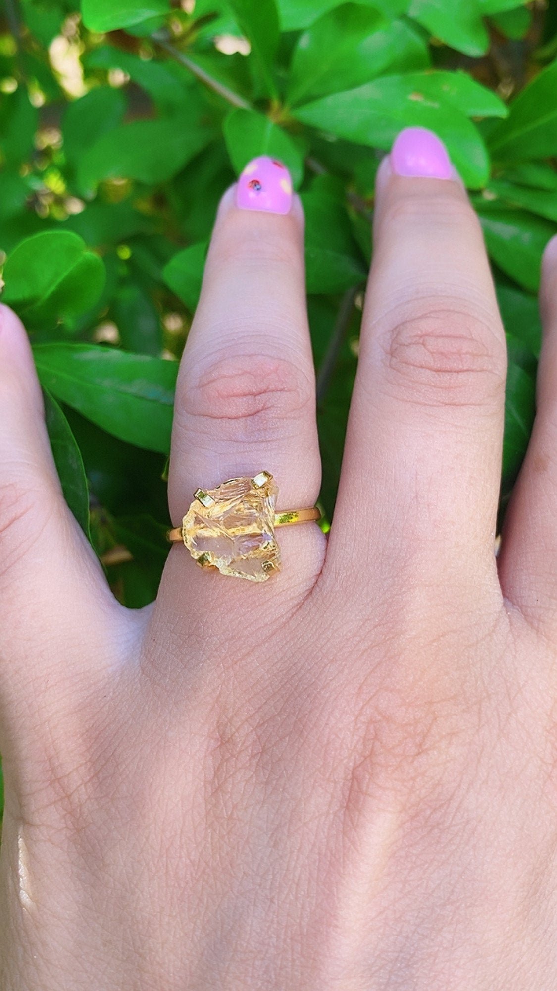 Bague Raw en Pierre Brute Citrine simple Anneau