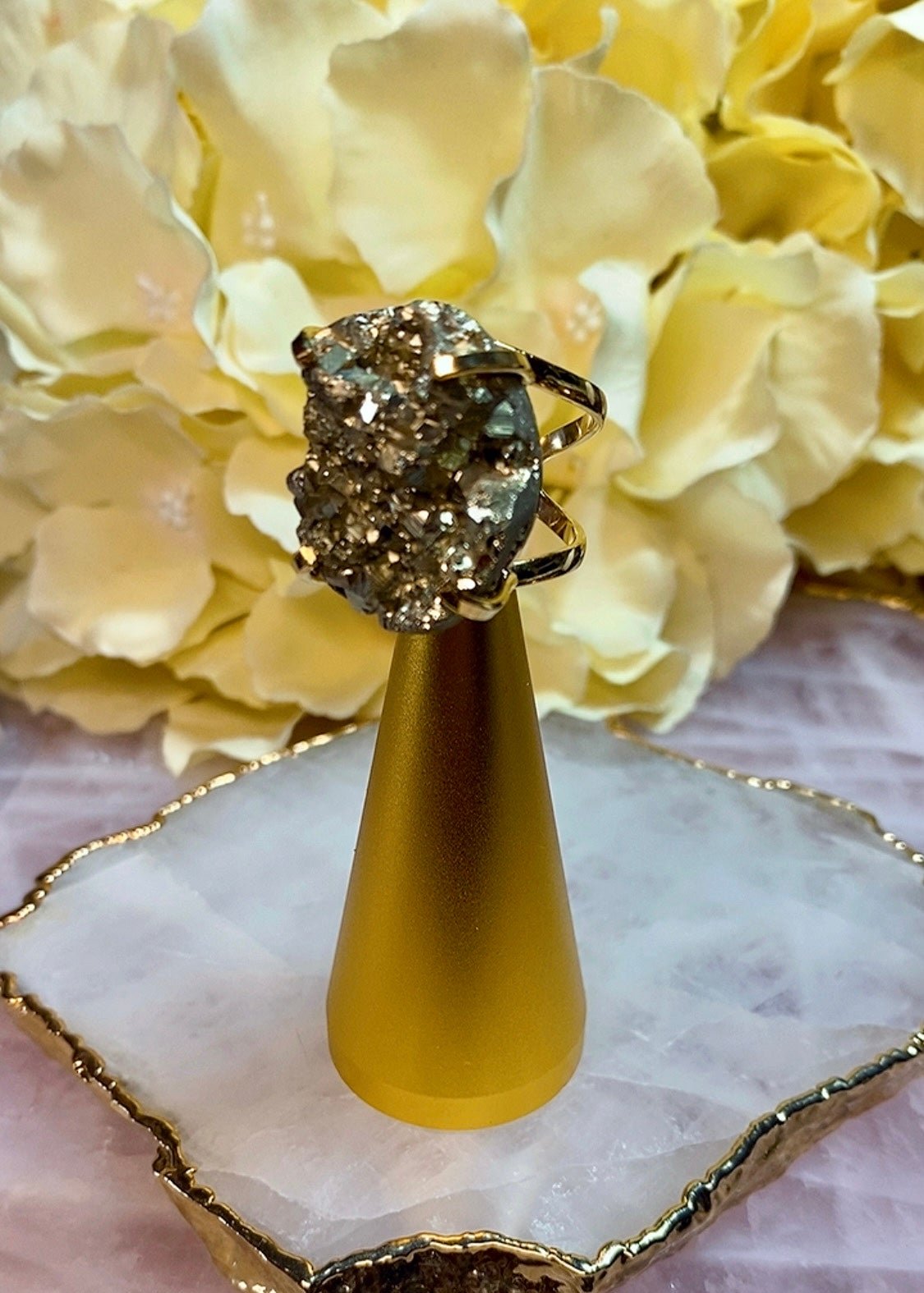 Bague Glamour en Pierre Pyrite Brute Arc (Medium size)