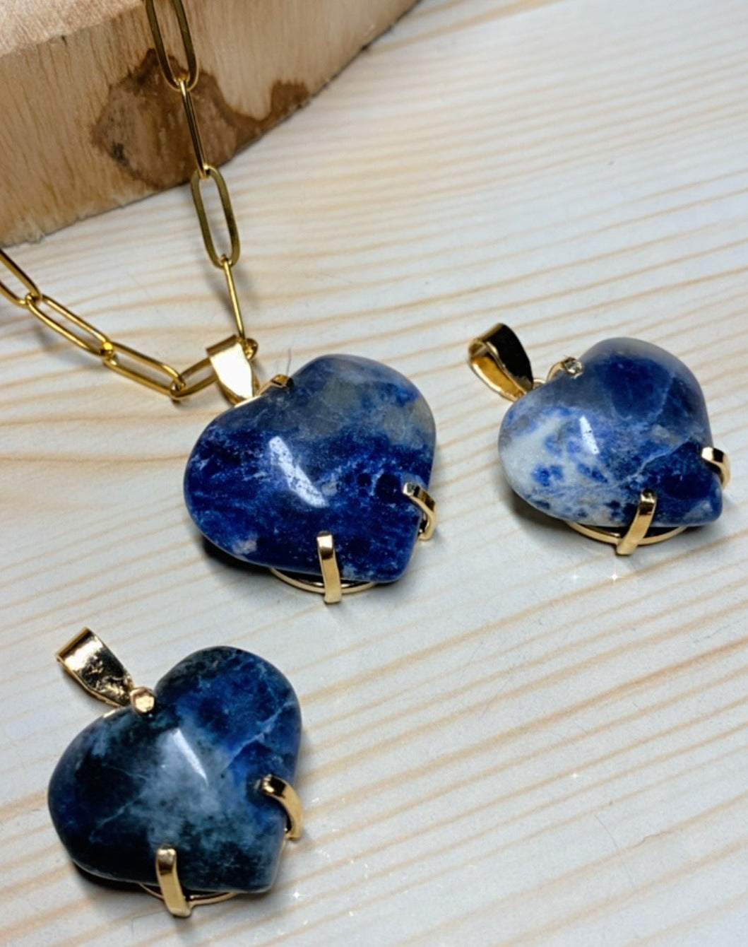 Pendentif Cabochon Cœur D’amour en Pierre Sodalite