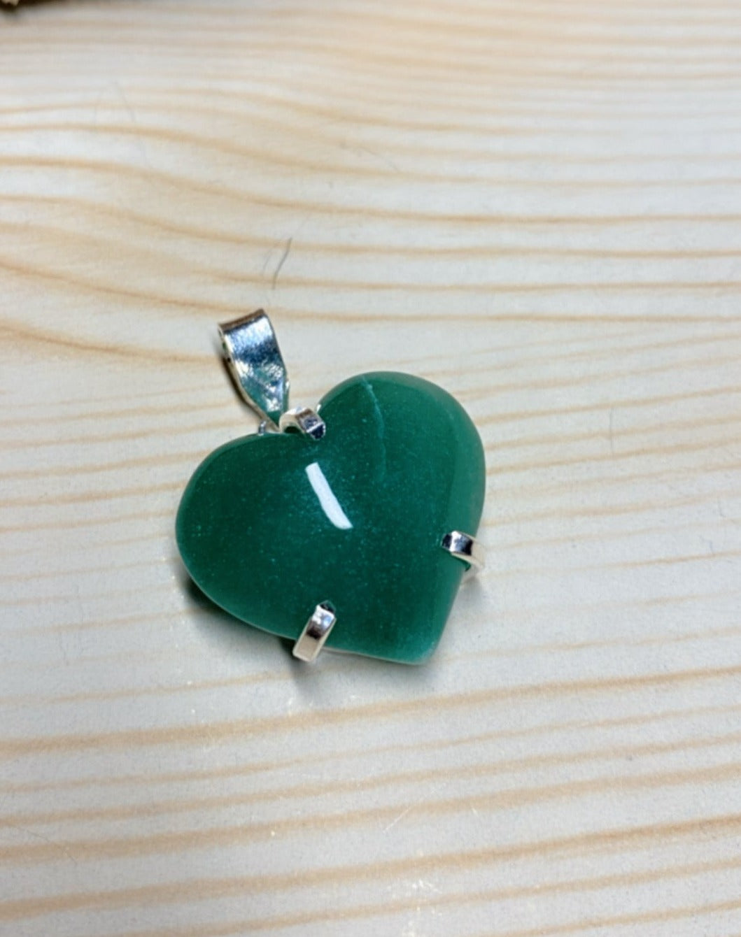 Pendentif Cabochon Cœur D’amour en Pierre Aventurine