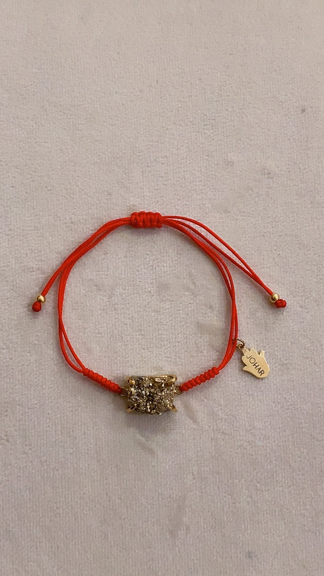 Bracelet Fil Rouge & Pierre Pyrite Naturelle – Protection, Confiance en soi et Abondance | Argent 925