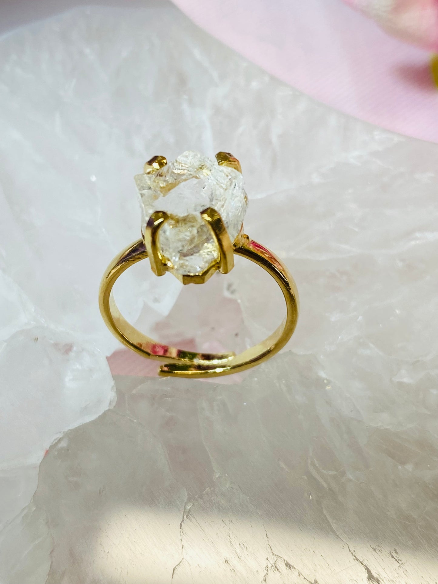 Bague Raw en Pierre Brute Clear Quartz Simple Anneau