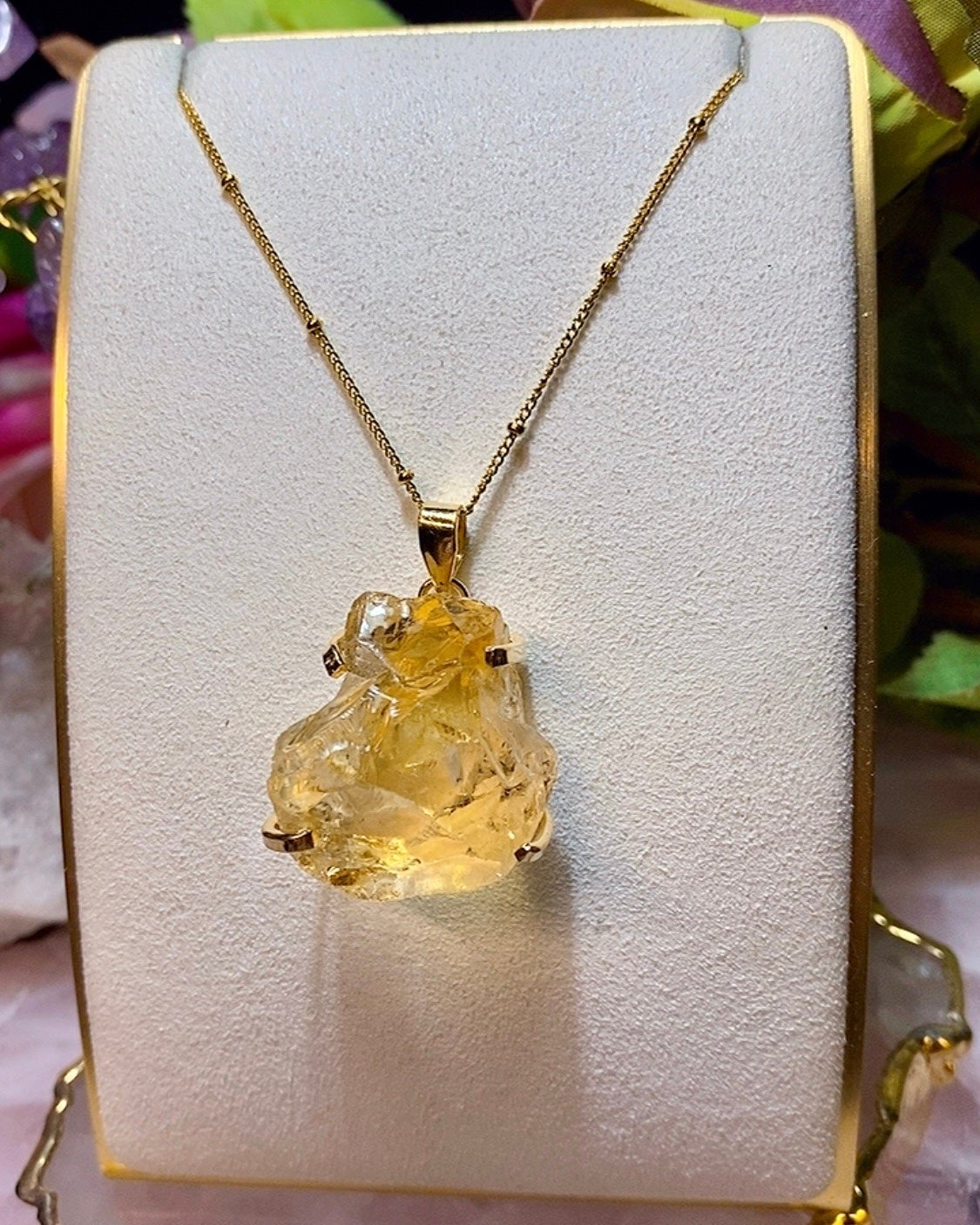 Pendentif Calla Pierre Brute en Citrine