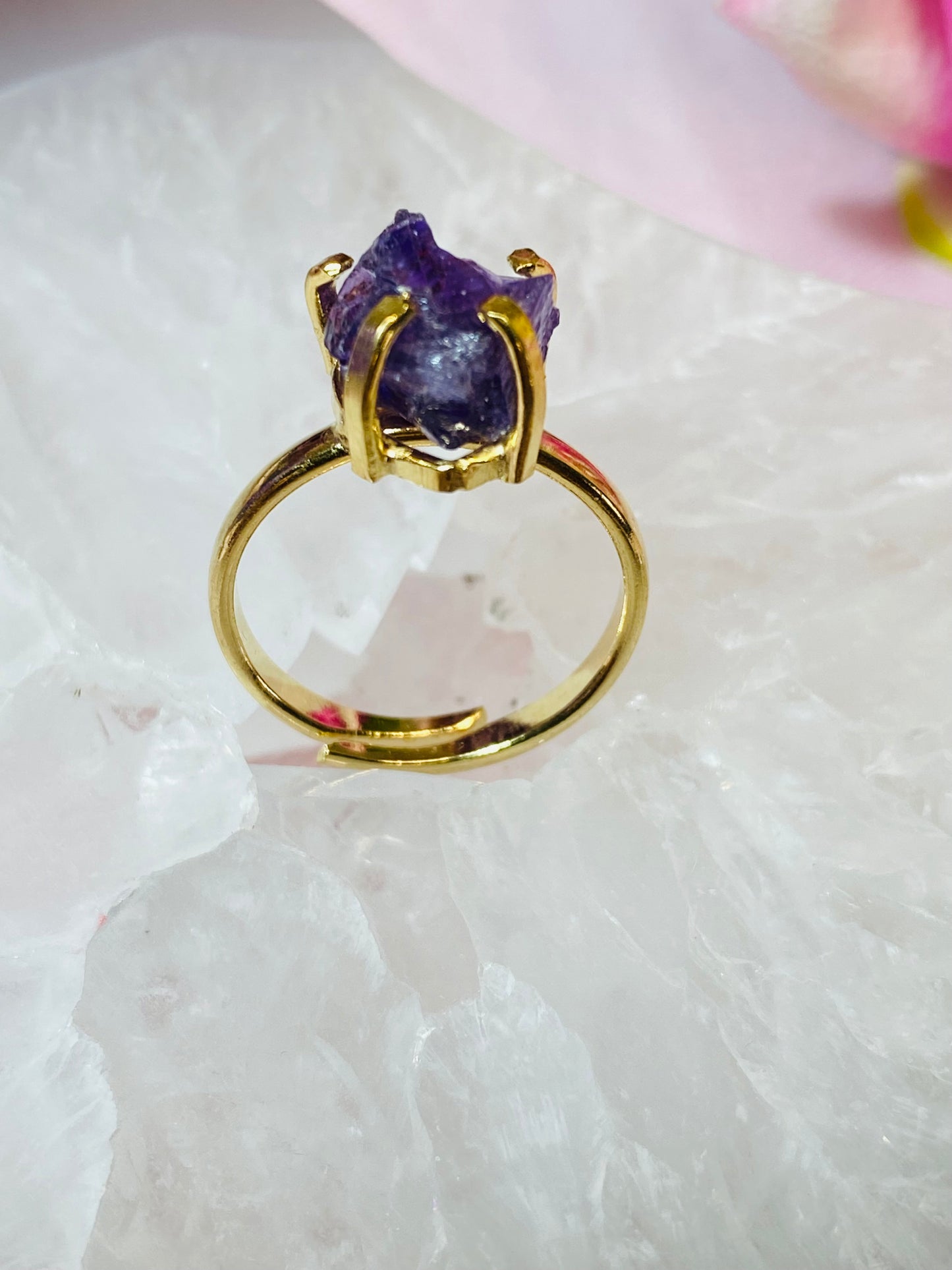 Bague Raw en Pierre Améthyste Sinple Anneau