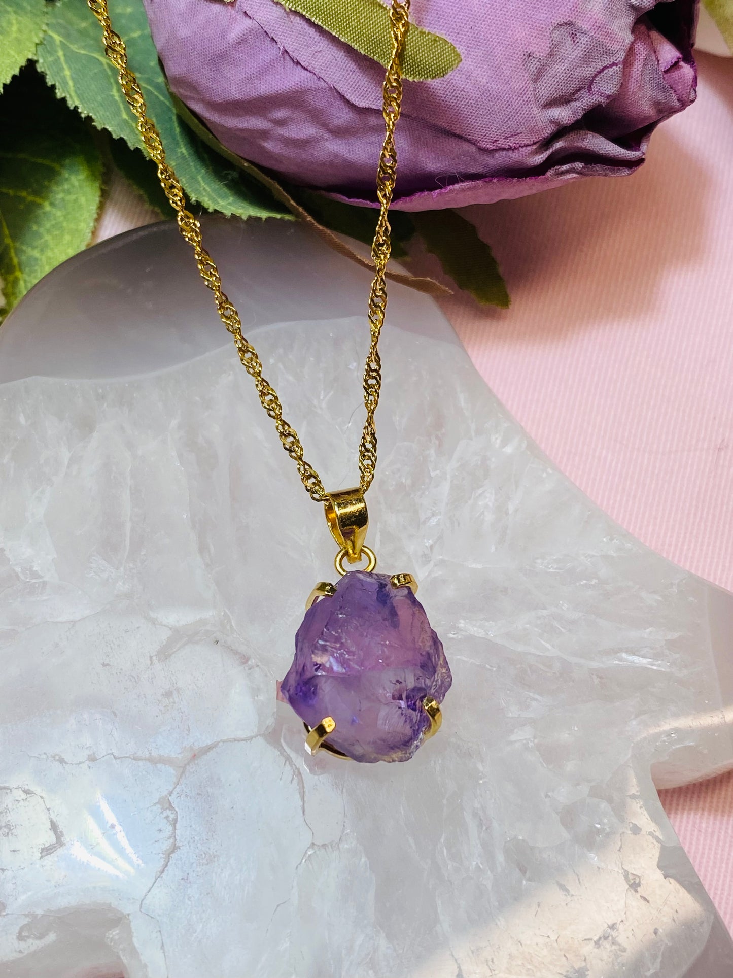 Pendentif Raw en Pierre Brute Améthyste