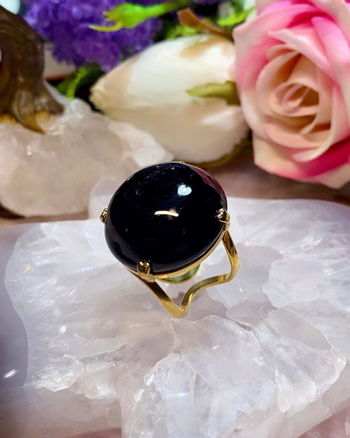 Bague Cabochon en Pierre Onyx