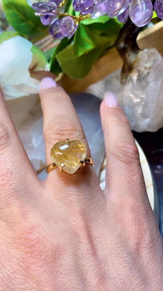 Bague Coeur en Pierre Rutile Quartz