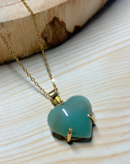 Pendentif Cabochon Cœur D'amour en Pierre Aventurine