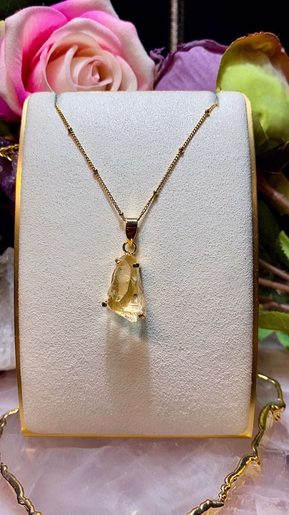 Mini Pendentif Calla Pierre Brute en Citrine