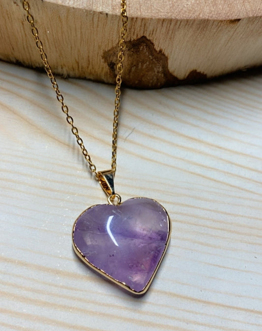 Pendentif Cœur en Pierre Cabochon Améthyste
