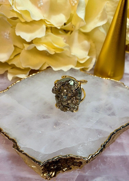 Bague Glamour en Pierre Pyrite Brute Arc (Medium size)