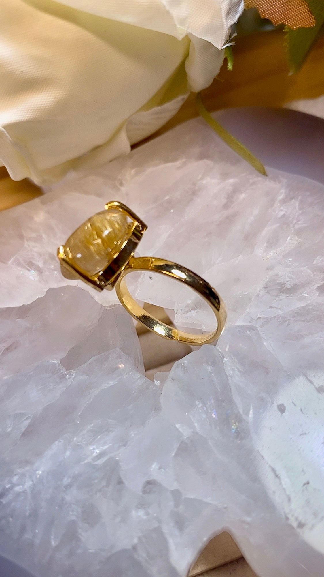 Bague Coeur en Pierre Rutile Quartz