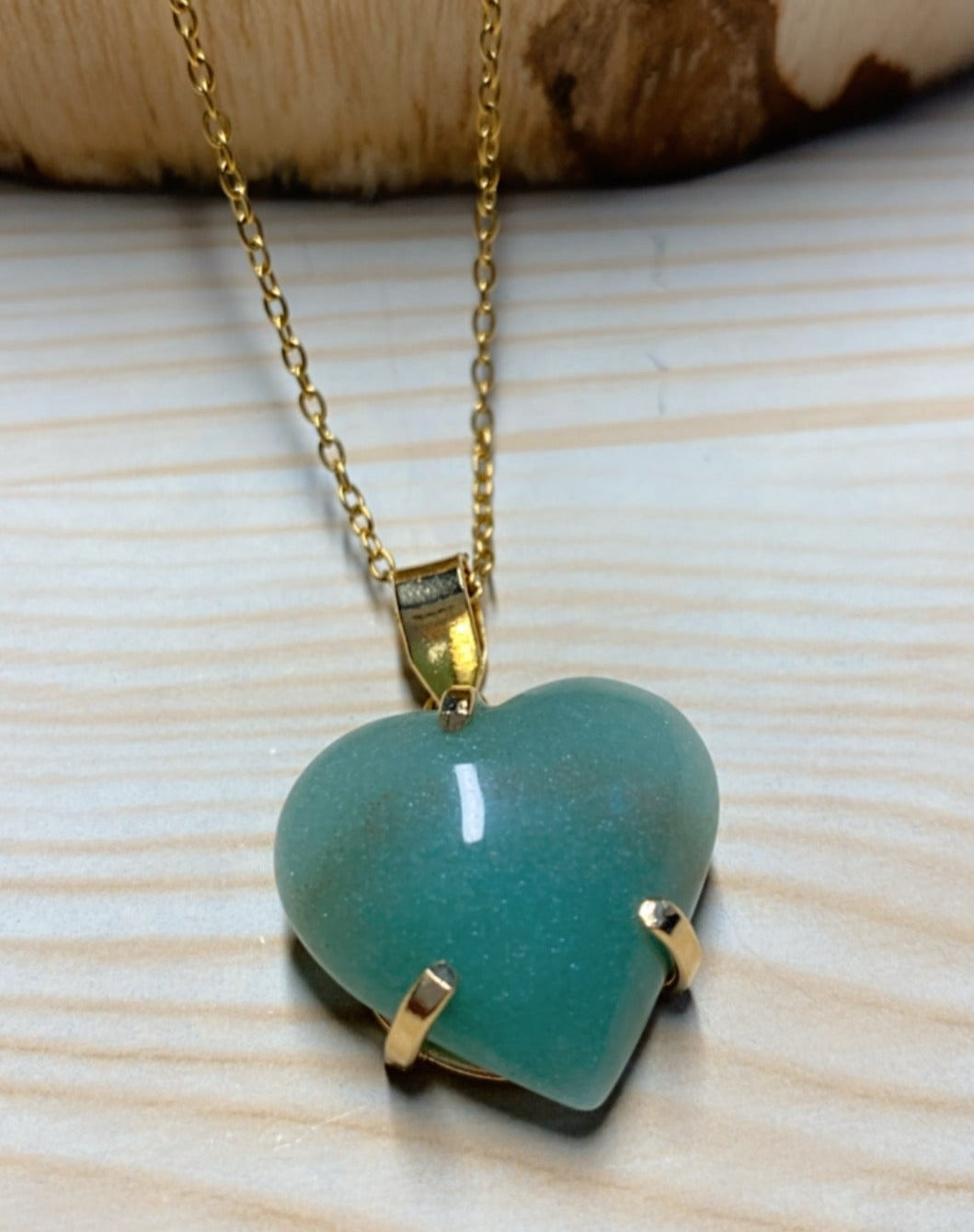 Pendentif Cabochon Cœur D’amour en Pierre Aventurine