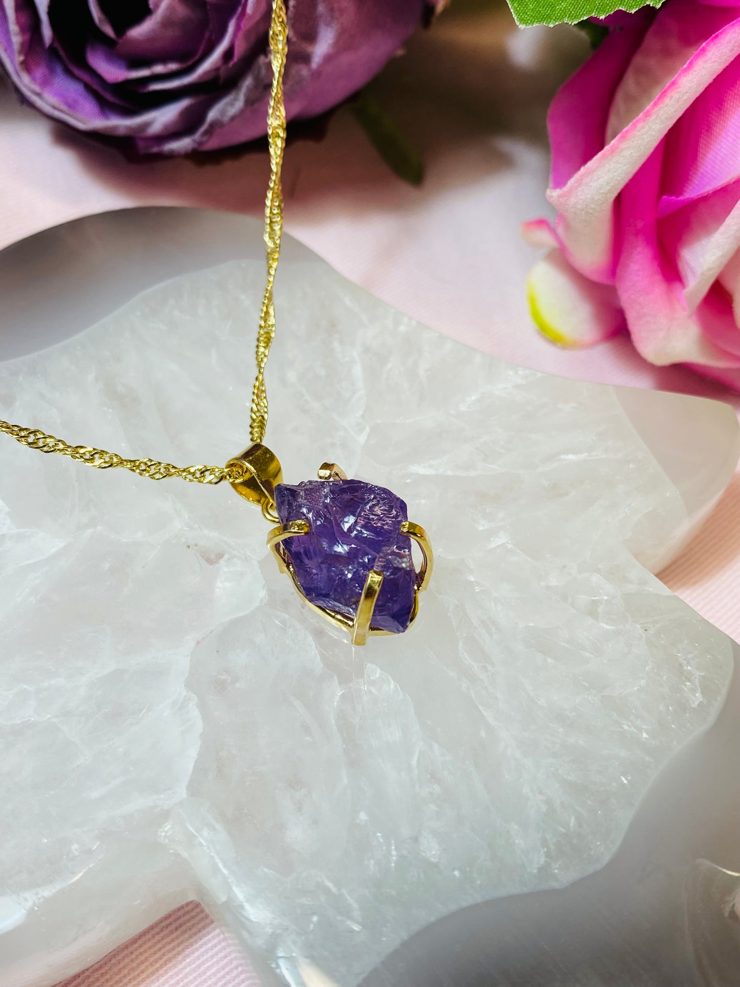 Pendentif Raw en Pierre Brute Améthyste