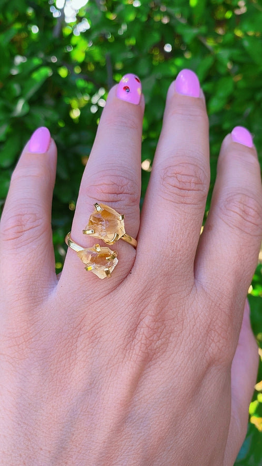 Bague Dual Citrine Naturelle | Abondance, Prospérité & Élégance