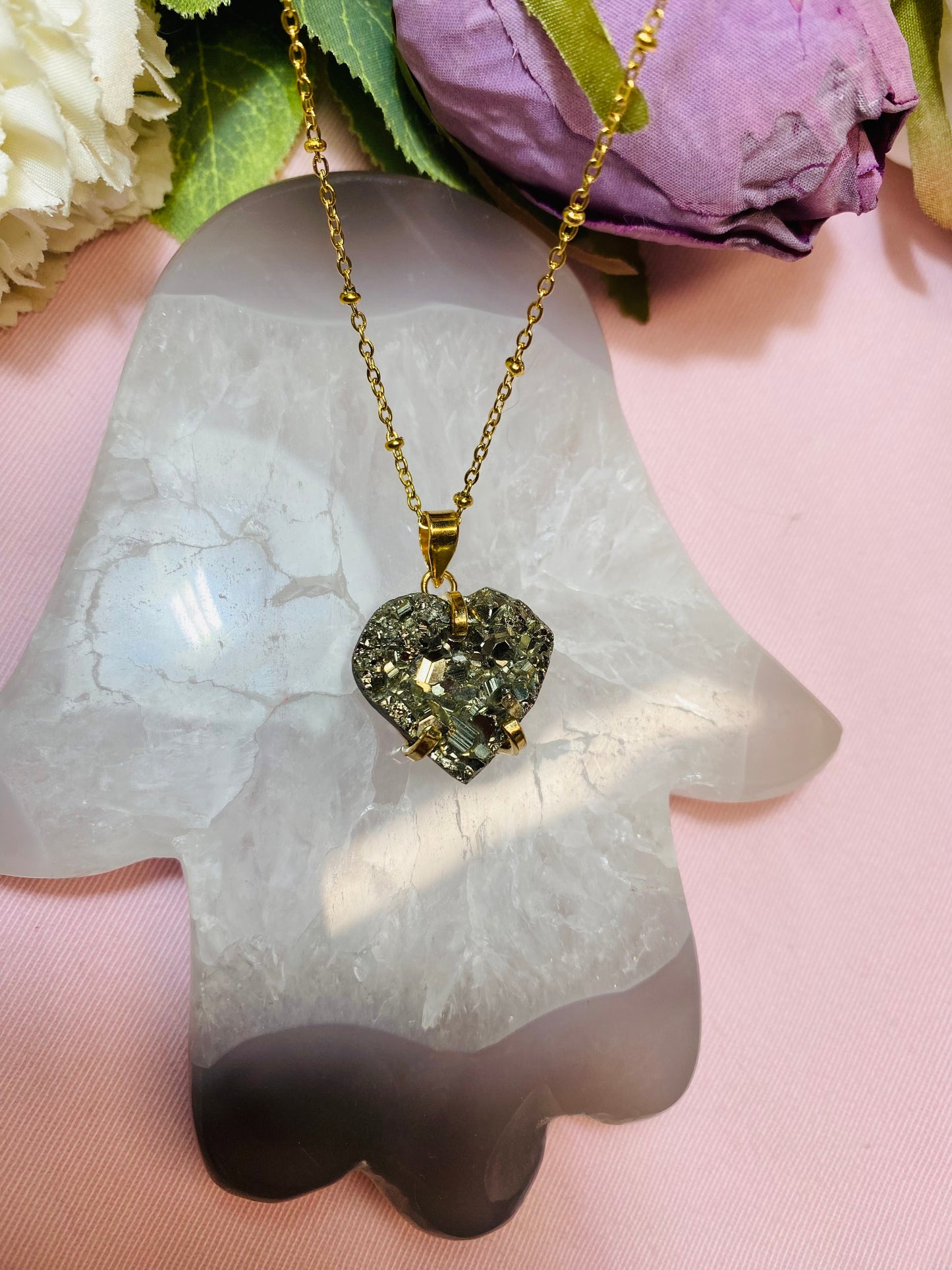 Pendentif Pyrite Naturelle Cœur | Elégance, Réussite, Abondance et Protection