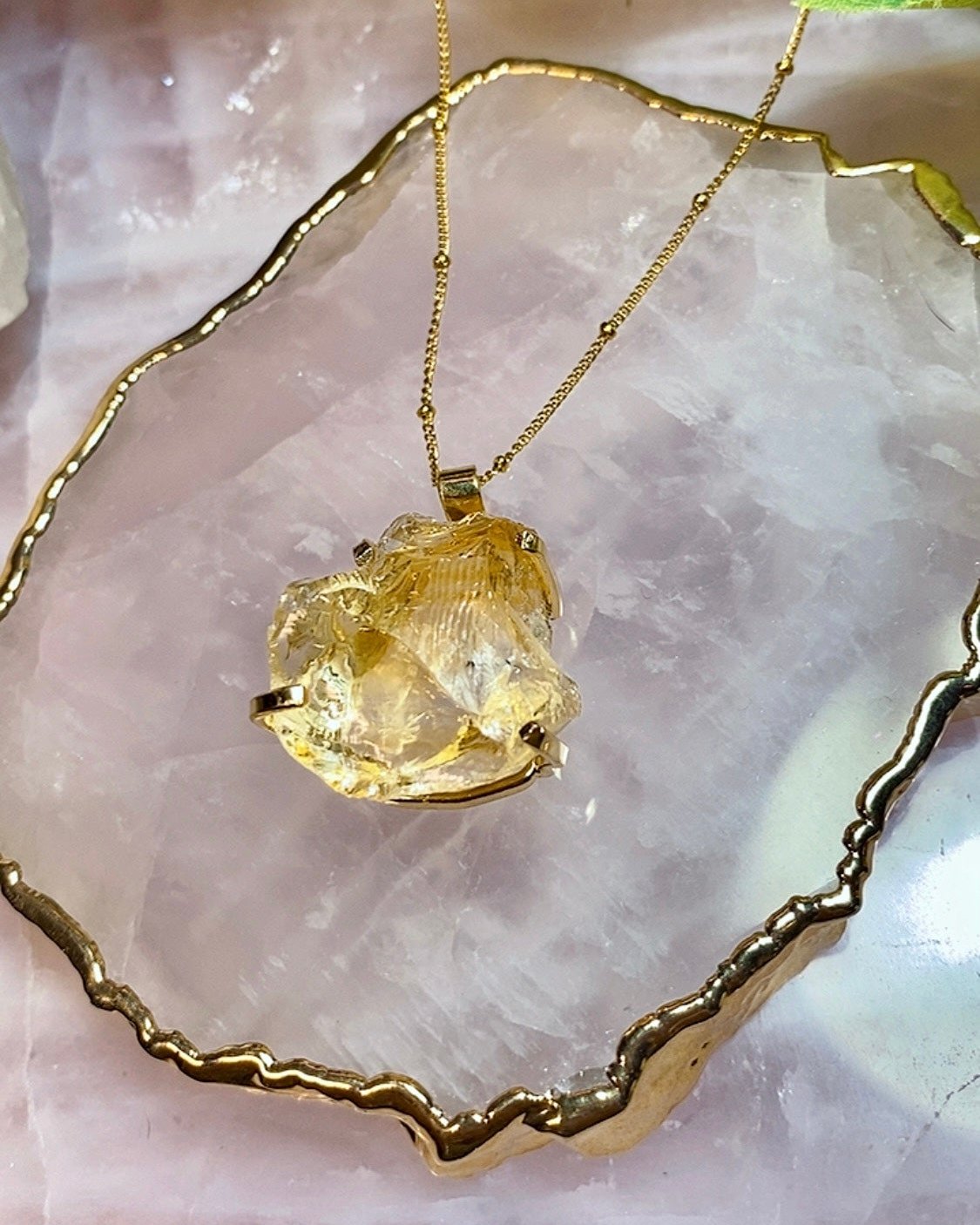 Pendentif Calla Pierre Brute en Citrine