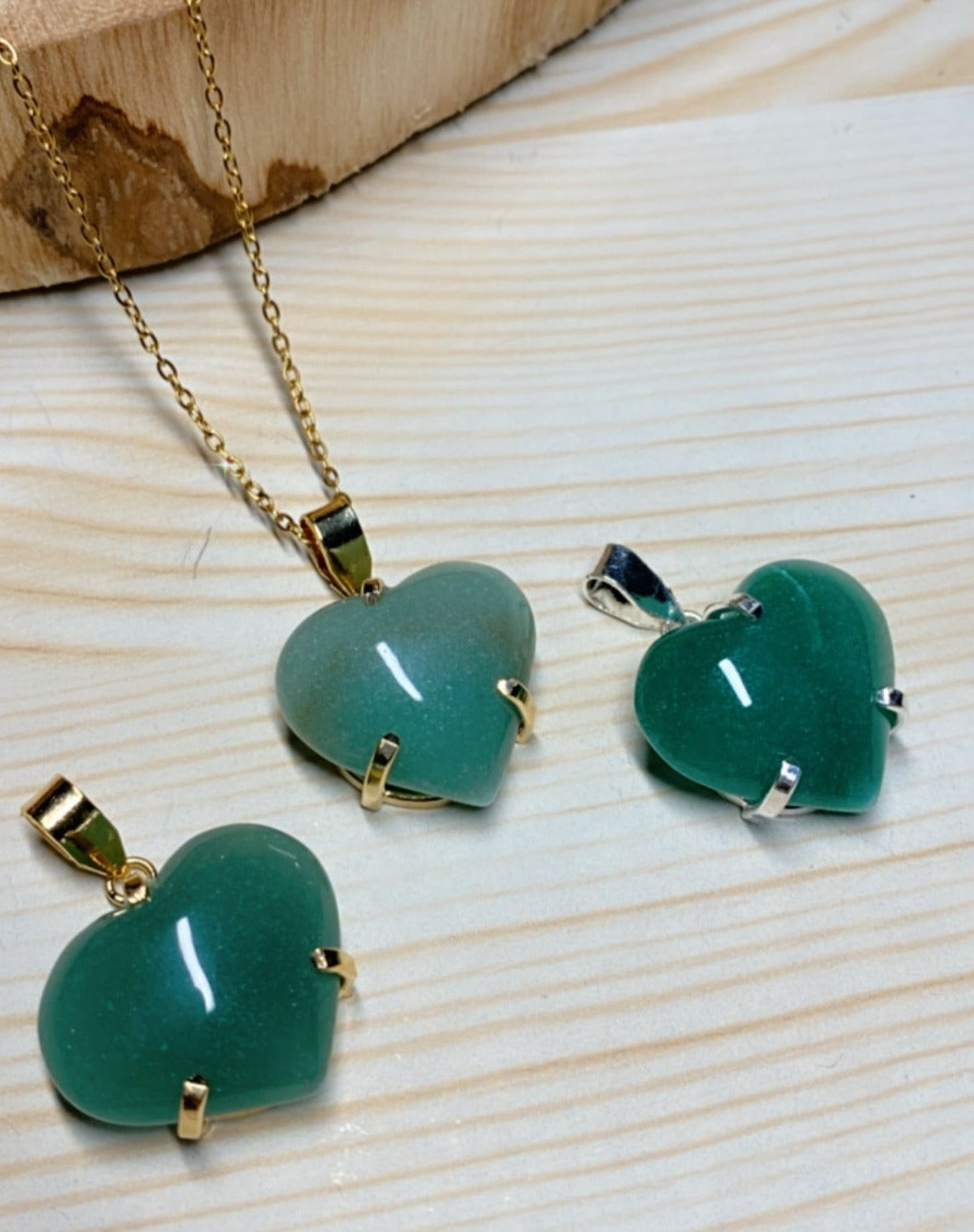 Pendentif Cabochon Cœur D’amour en Pierre Aventurine