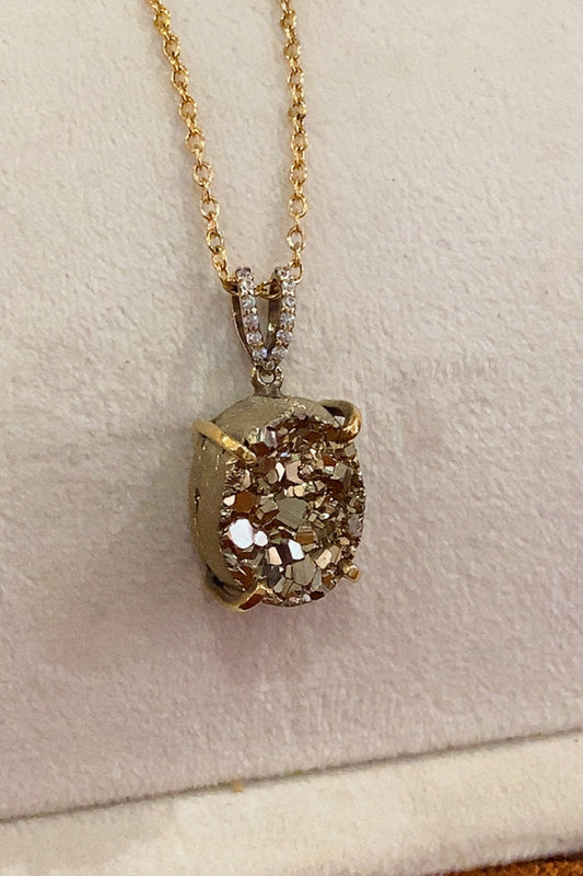 Pendentif Pyrite Naturelle & Moissanite – Élégance, Force & Protection | en Argent 925