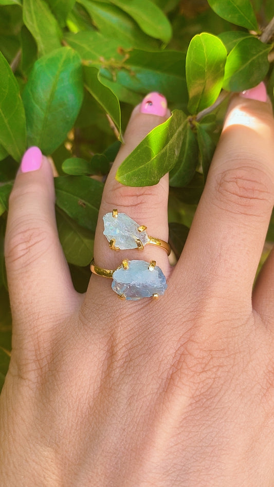 Bague Dual Aigue-Marine Naturelle | Sérénité &amp; Harmonie