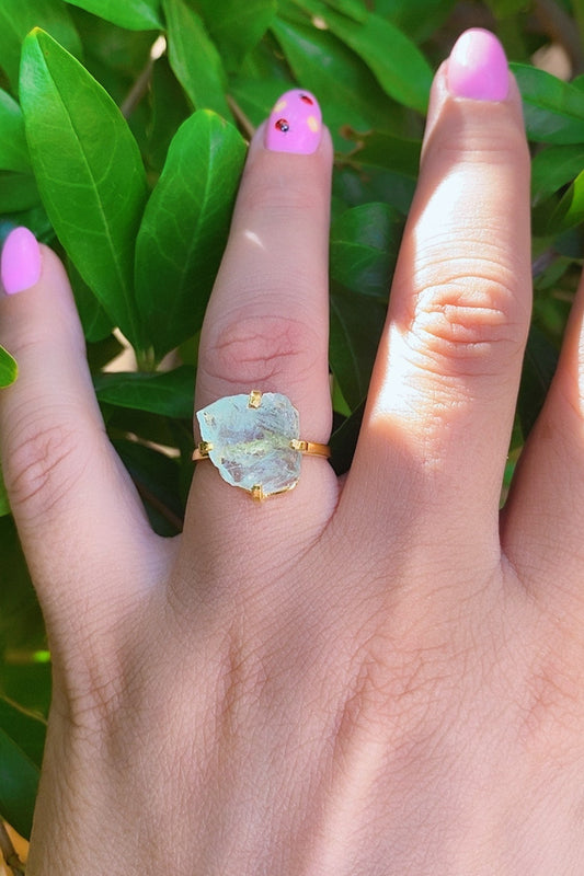 Bague Simple Aigue-Marine Naturelle | Sérénité &amp; Harmonie