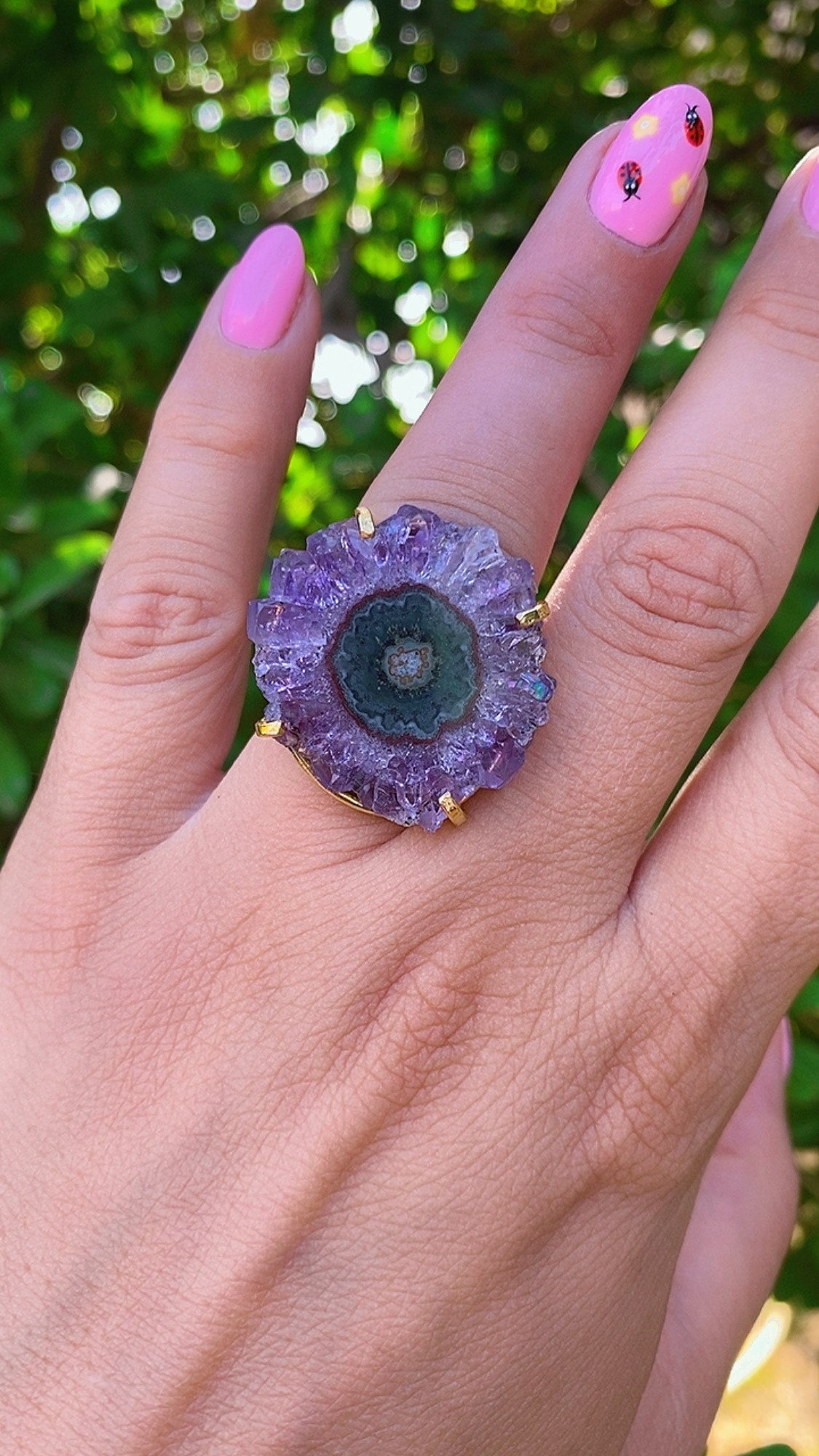 Bague Améthyste Stalactite | Bijou Unique, Spiritualité & Élégance
